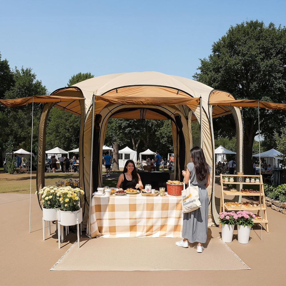 East Oak 12×12 FT Pop Up Canopy Tent with Mosquito Netting | Outdoor Screen H...