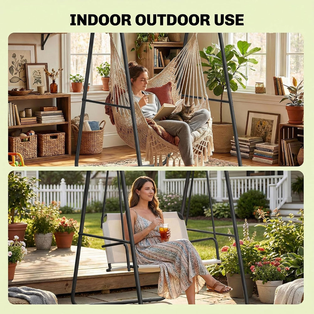Outsunny Hammock Chair Stand Only Heavy Duty A-Frame for Hammock Black