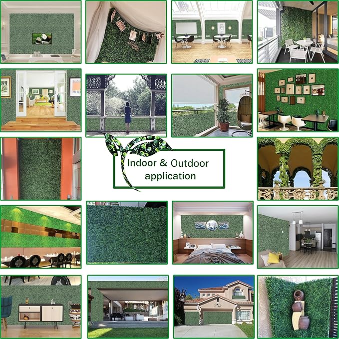 Artificial Boxwood Roll: 60 X 120 in (50 sqft) UV-Anti Faux Ivy Boxwood Hedge...