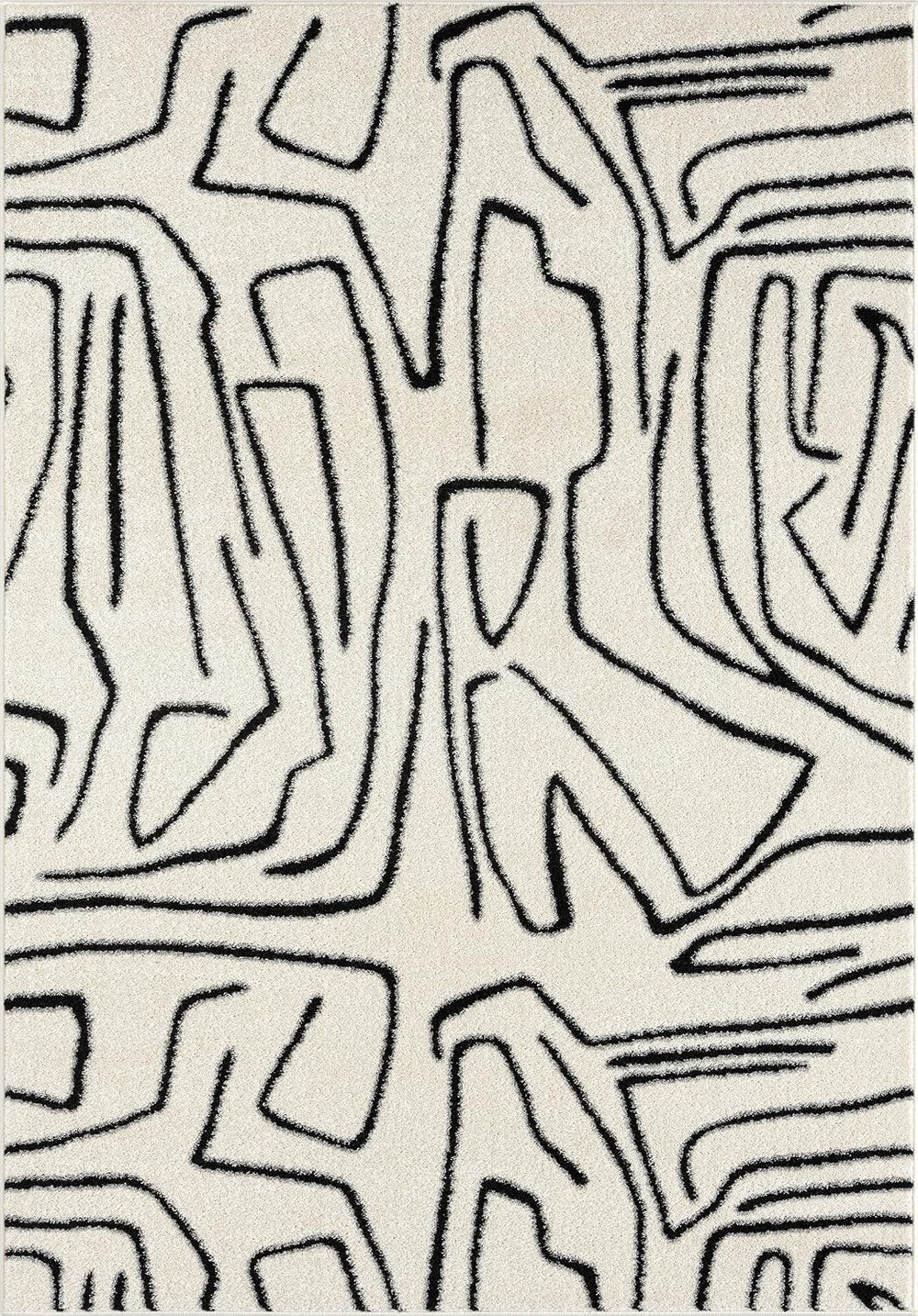 Abani Abstract Beige/Black Area Rug - 5'x8' - Modern Animal/Natural L...