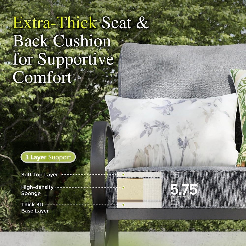 Sophia & William 5 Piece Metal Patio Furniture Set with Gray Cushions