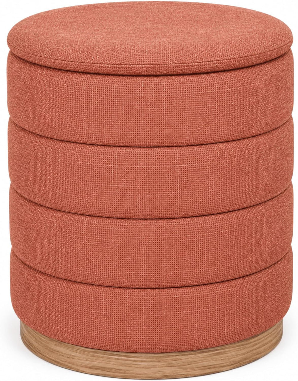 Linen Storage Ottoman Round Footrest with Hidden Storage, Coral Orange 16&quo...