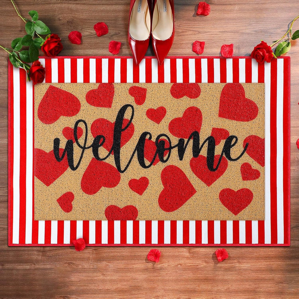 Tinideya 2 Pcs Door Mat Welcome Non Slip Coir Mats Floor Layering Doormats Se...