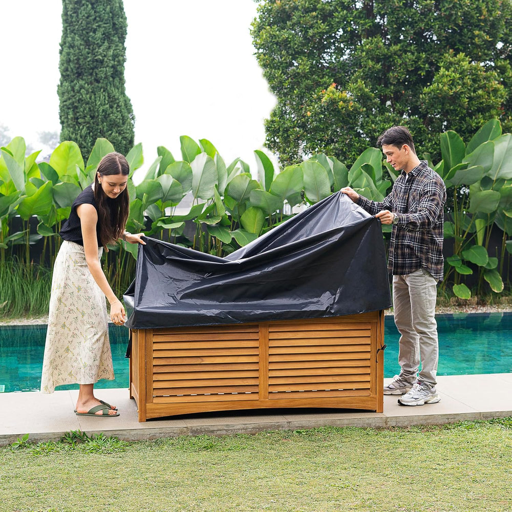 Cambridge Casual Arie Teak Outdoor Deck Storage Box Include Free Water Resist...