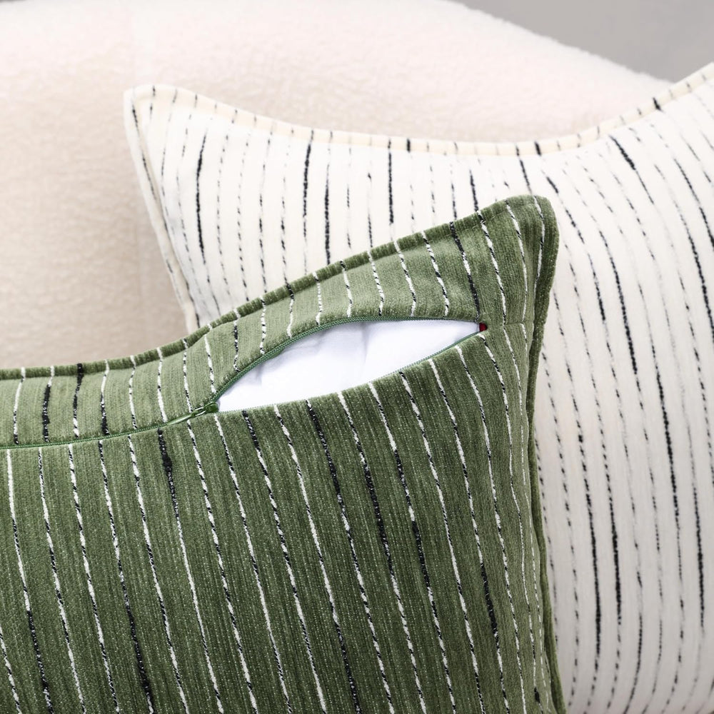NUYECY Soft Chenille Decorative Large Pillow Covers 28x28 Set of 2,Green Neut...