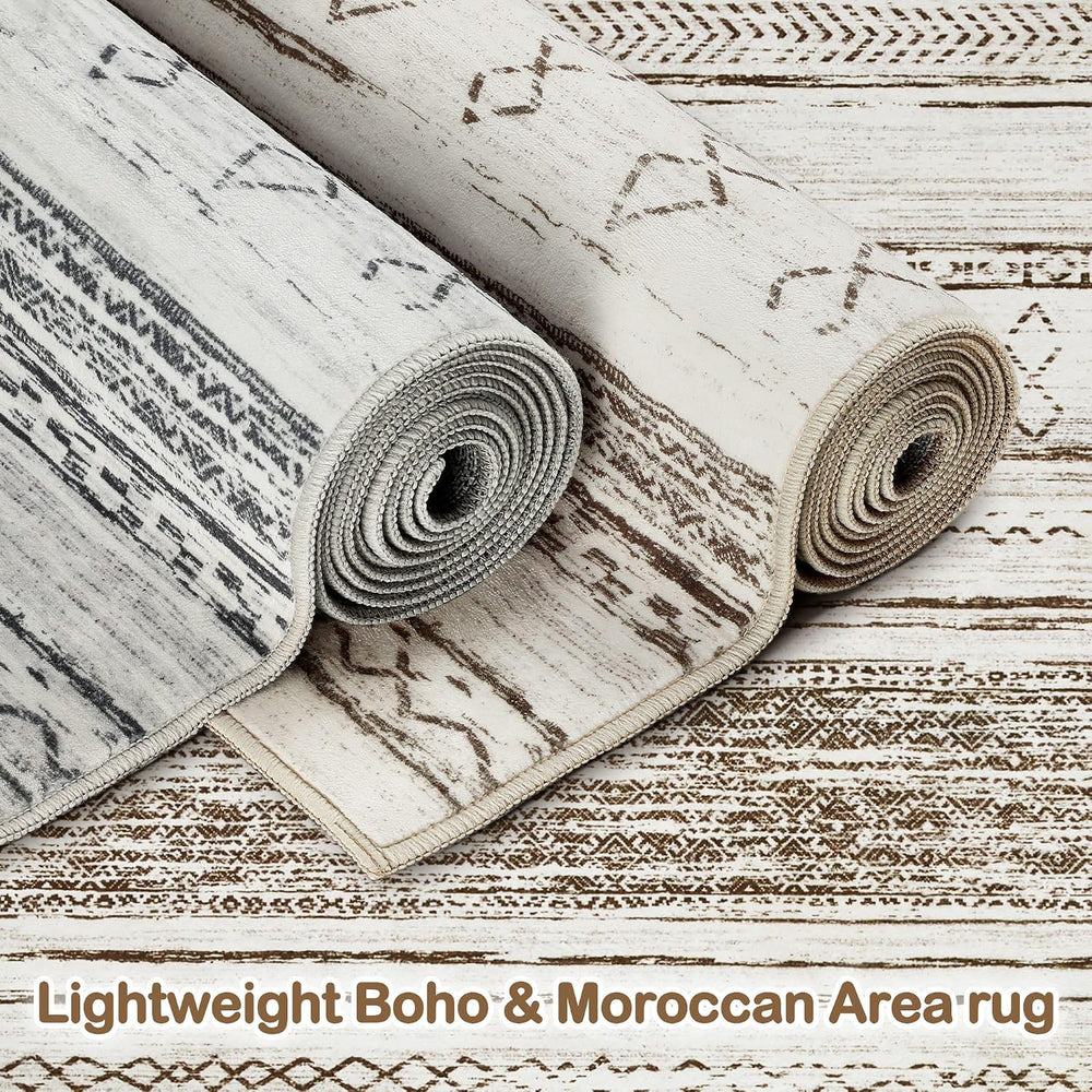 Tortania Area Rug Living Room Rugs - 5x7 Washable Large Soft Neutral Boho Mor...
