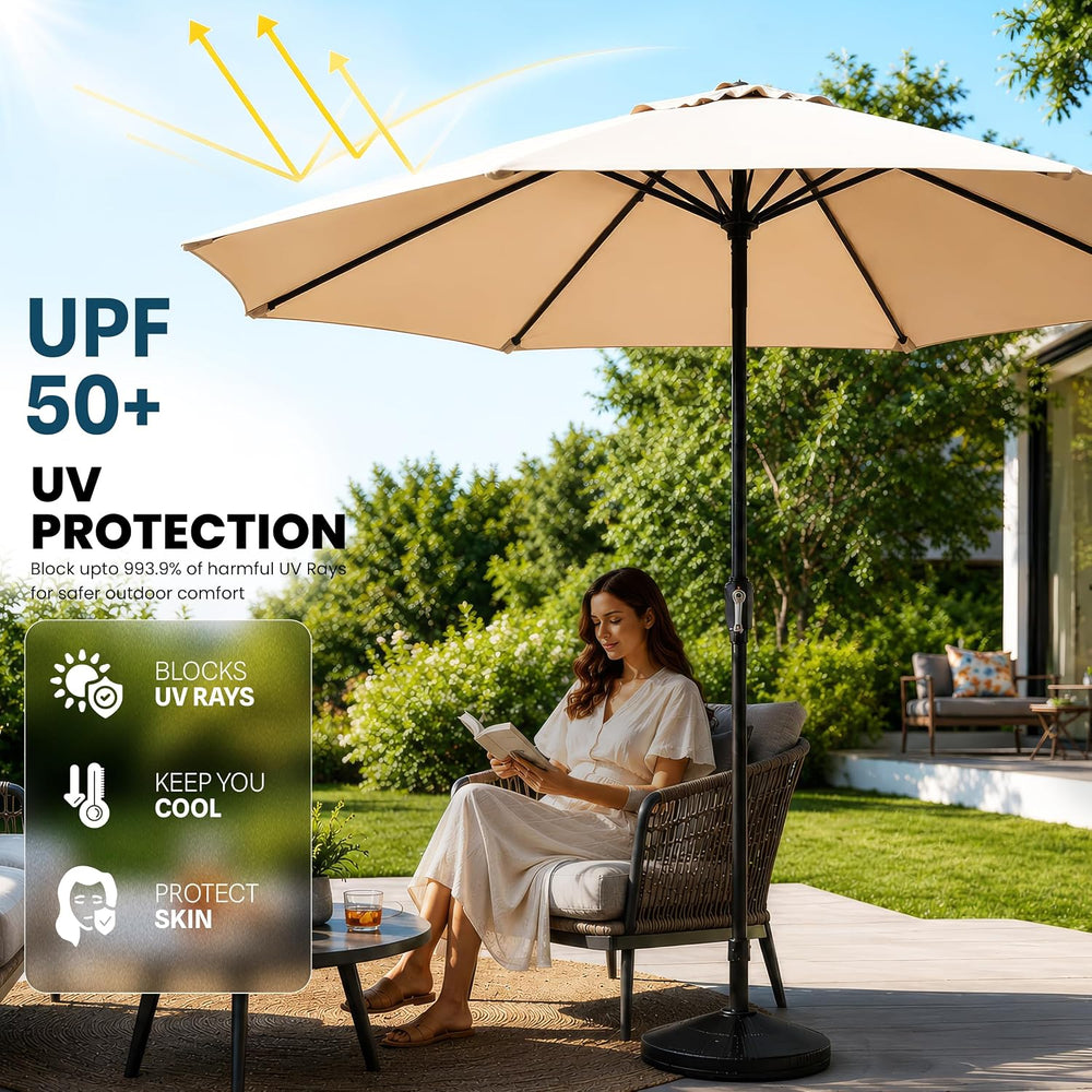 Patio Umbrella Outdoor 9ft, Table Yard Market Waterproof Canopy, Tilt Crank