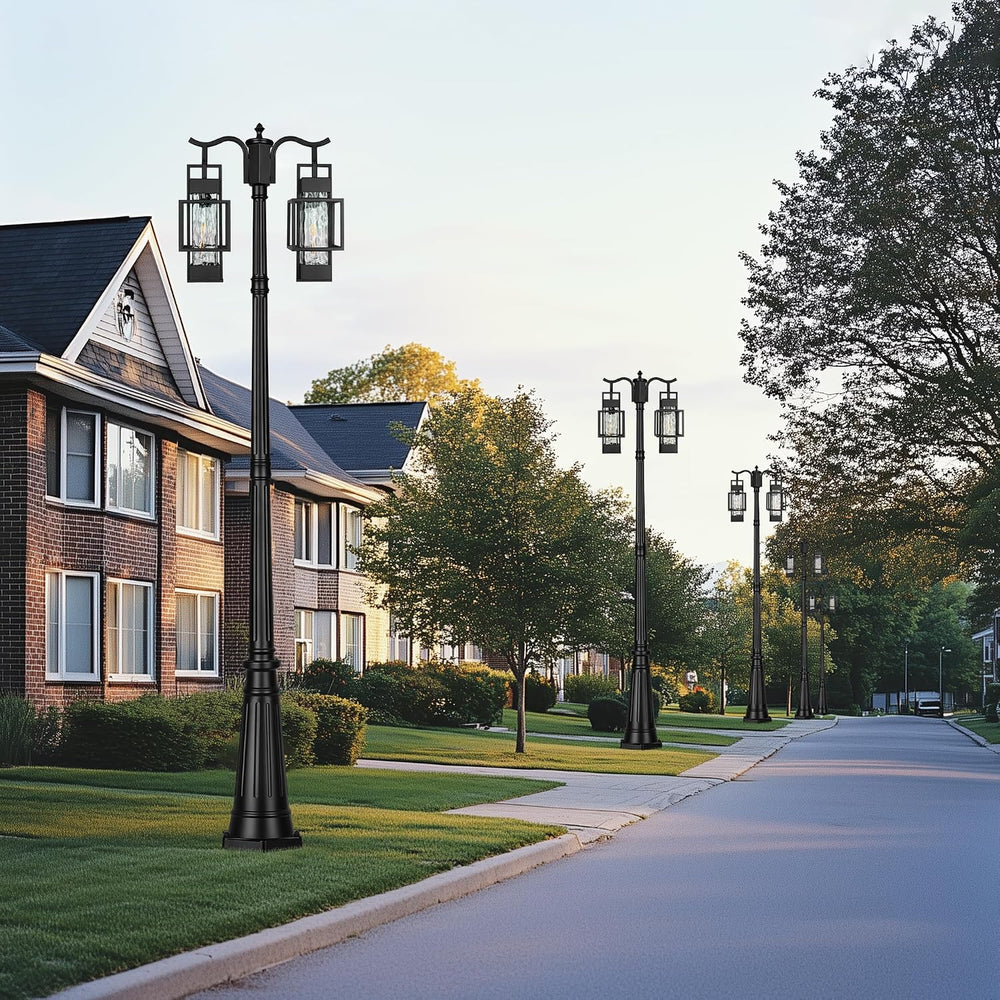 PARTPHONER Modern Outdoor Lamp Post Light 2-Head, Hardwired Street Light Post...