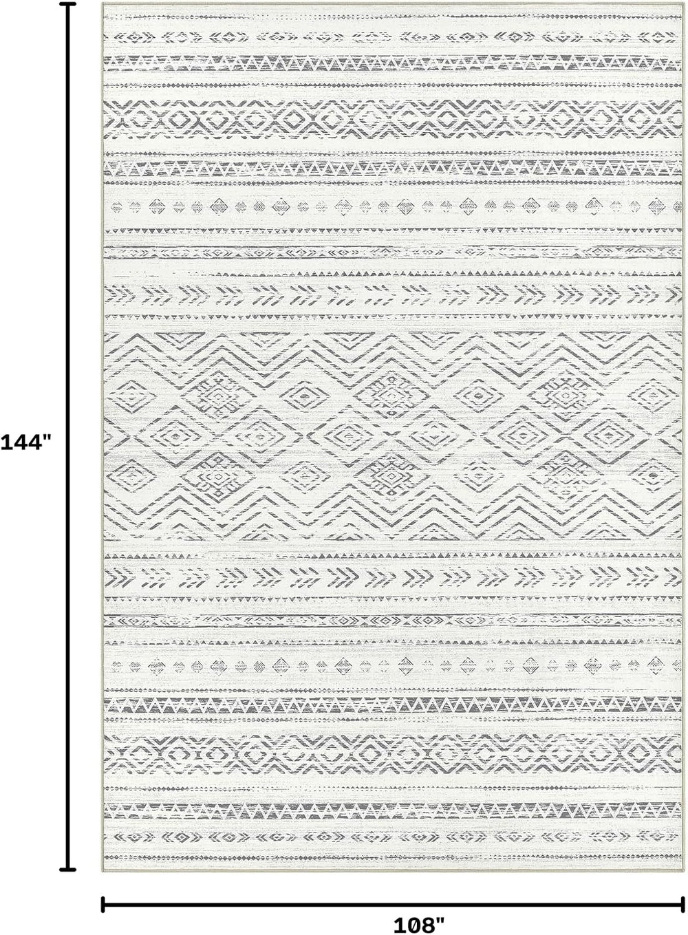 Tortania Area Rug Living Room Rugs- 9x12 Washable Large Soft Neutral Boho Mor...