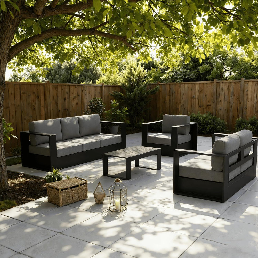 LayinSun 5 Piece Oversized Aluminum Outdoor Furniture Set with Coffee Table