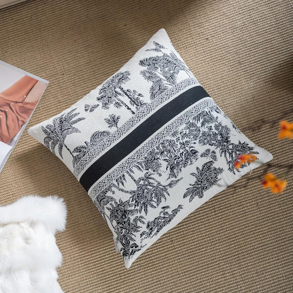 Croker Horse Premium Throw Pillow Covers 18x18 Inches - Jungle with Black Pal...
