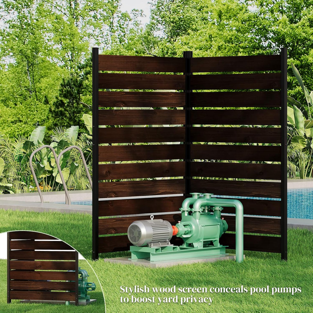 61" H x 38" W No Dig Wood Privacy Screen Fence Panel, Outdoor Decor...