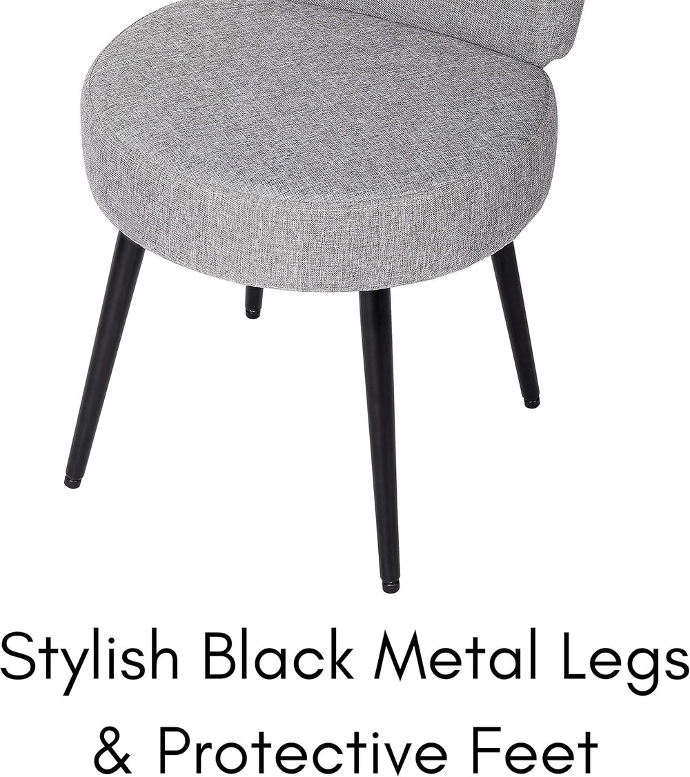 BIRDROCK HOME Linen Chair w/Back - Small Padded Footrest - Compact Round Otto...