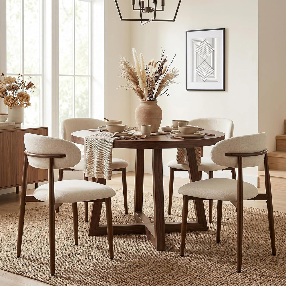 UVV Dining Chairs Set of 4, Metal Kitchen Chairs with Modern Fabric Upholster...