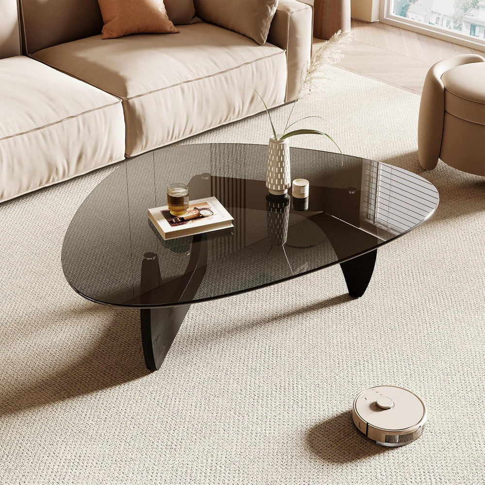 Honyee Morden Coffee Table, 42.5" x 28.5" x 16.1" Triangle Tem...