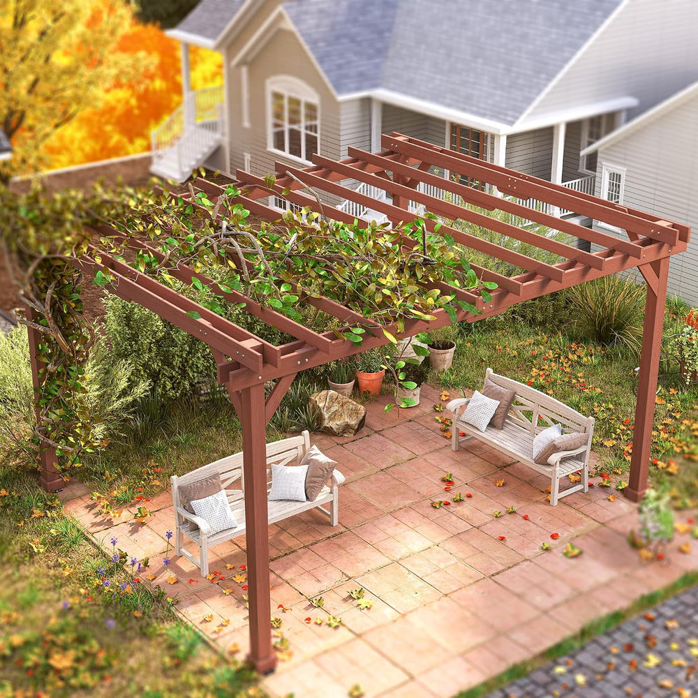 Outsunny 11' x 12.5' Outdoor Pergola, Wood Pergola Gazebo Grape Trellis