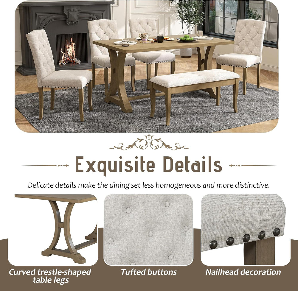 Harper & Bright Designs Classic and Traditional Style 6 - Piece Dining Se...