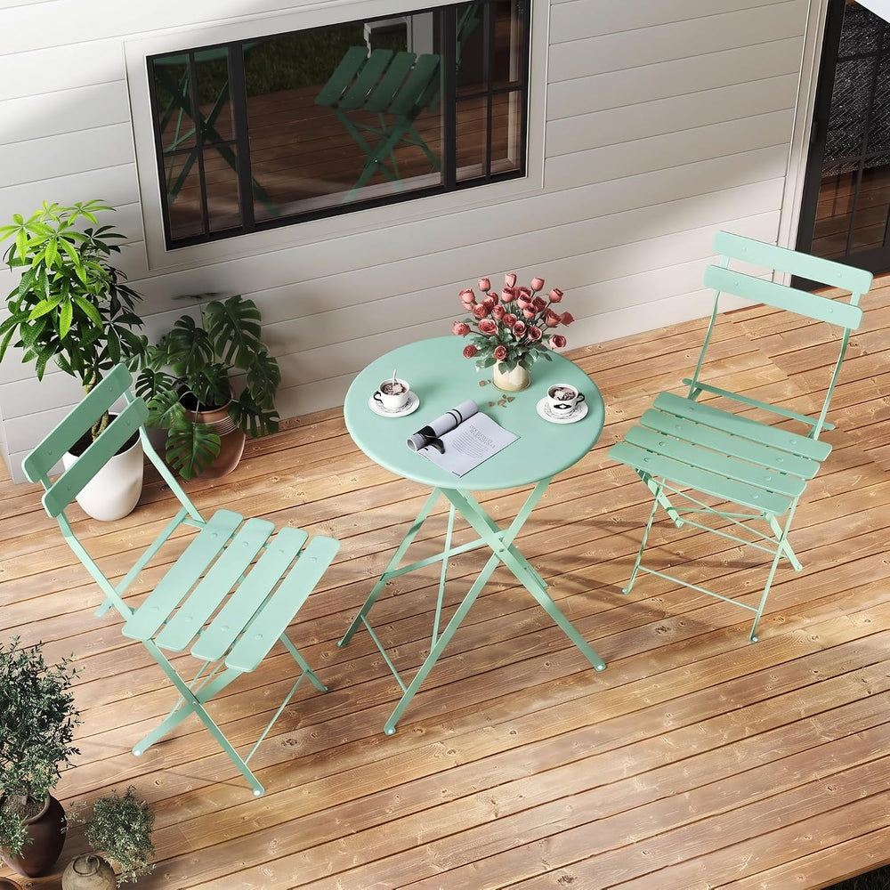 Kromax Outdoor 3Piece Patio Bistro Set,Folding Bistro Table and Chair,Green