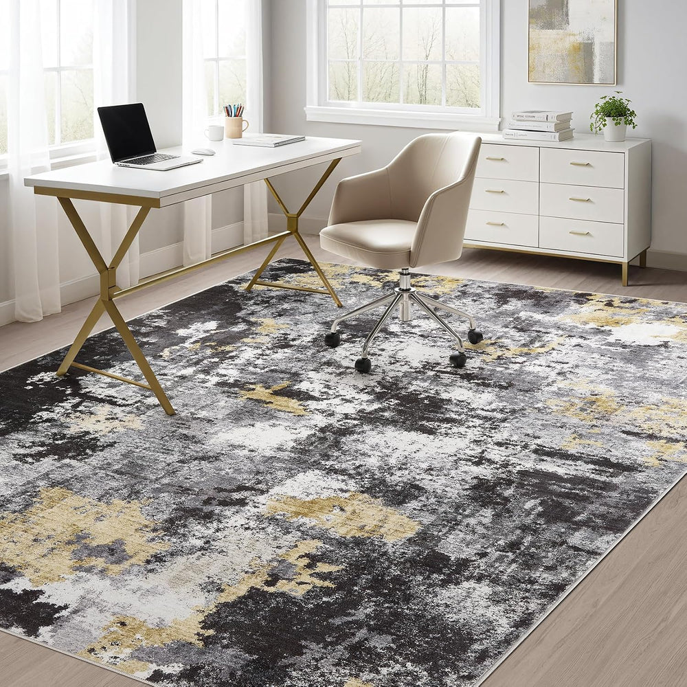 Washable 9x12 Area Rugs for Living Room: Abstract Modern Home Decor Rug