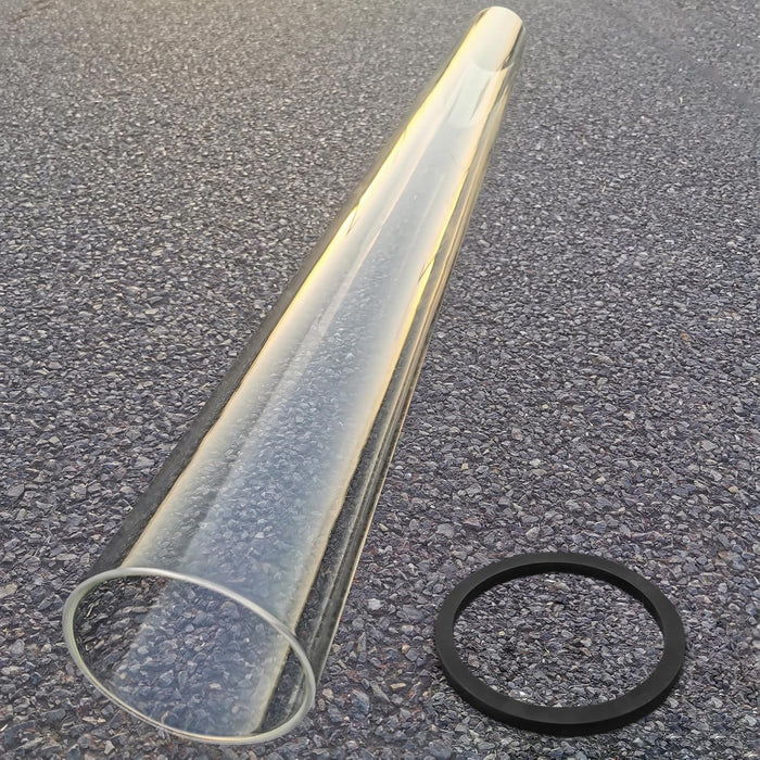 Patio Heater Glass Tube Replacement, 49.5" Tall 4" Diameter, Glass Tube Patio Heater with Ring, Fits 4-Sided Patio Heaters, Compatible with Hiland, Fire Sense, and more