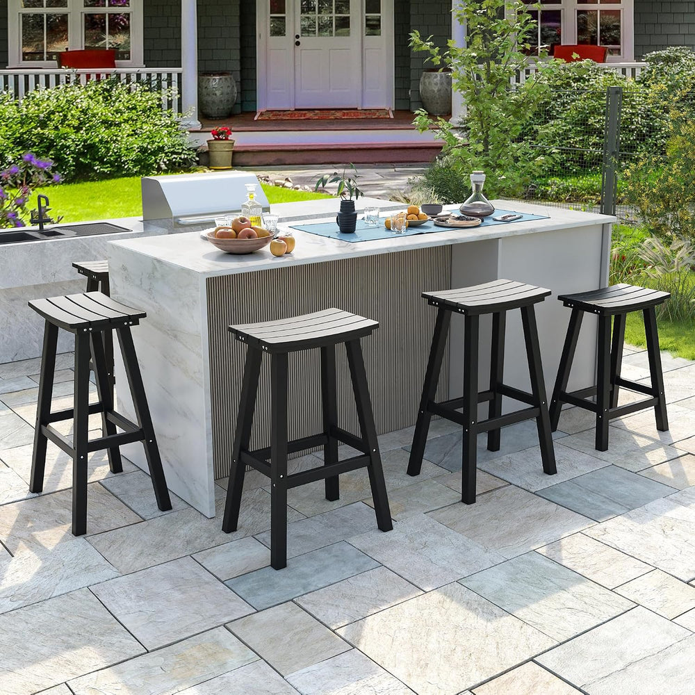 nalone 29 Inch Outdoor Bar Stools Set of 2, HDPE Bar Chairs with Footrest, We...