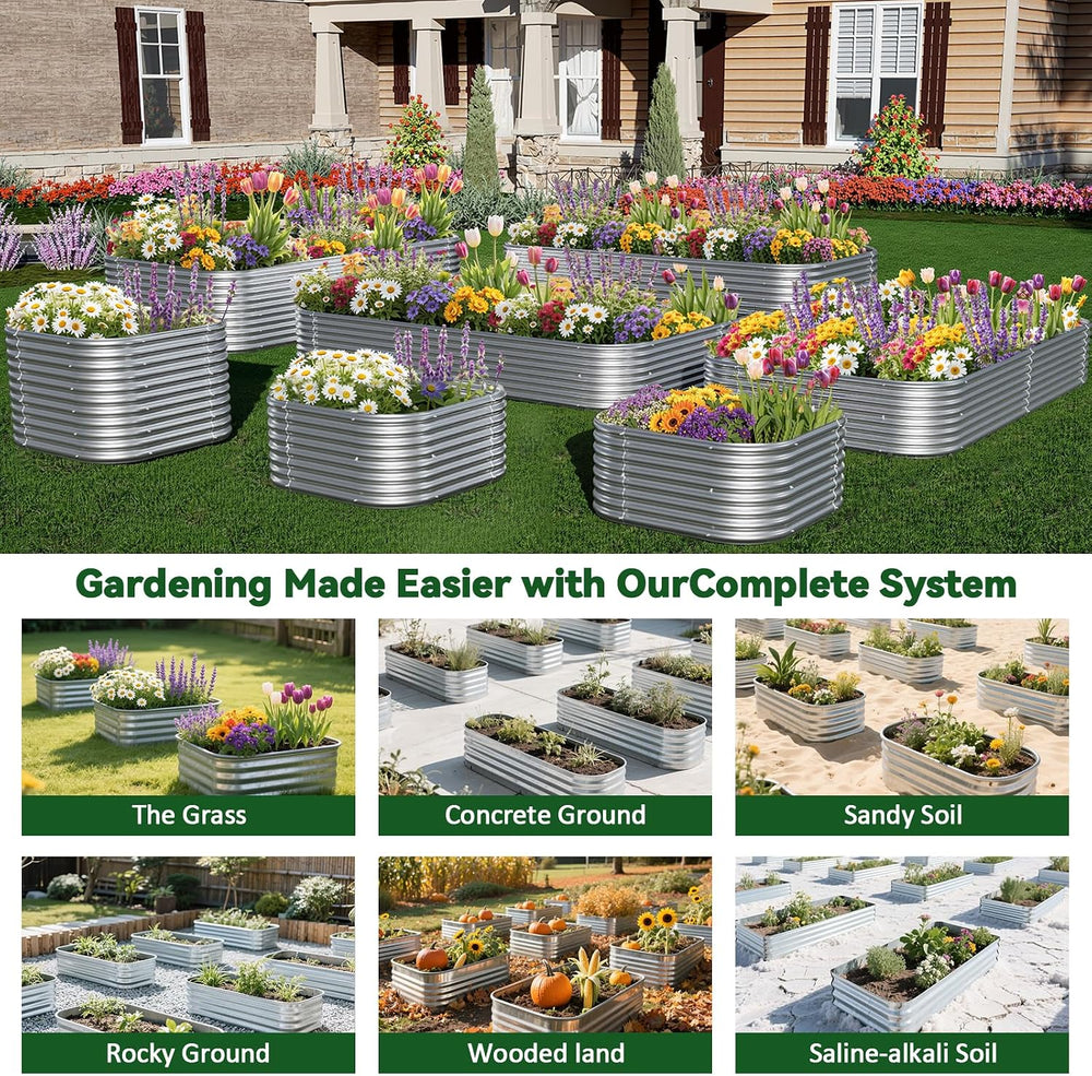 2 Pack Tall 8FT Corrugated Galvanized Steel Raised Garden Bed Outdoor, Metal ...