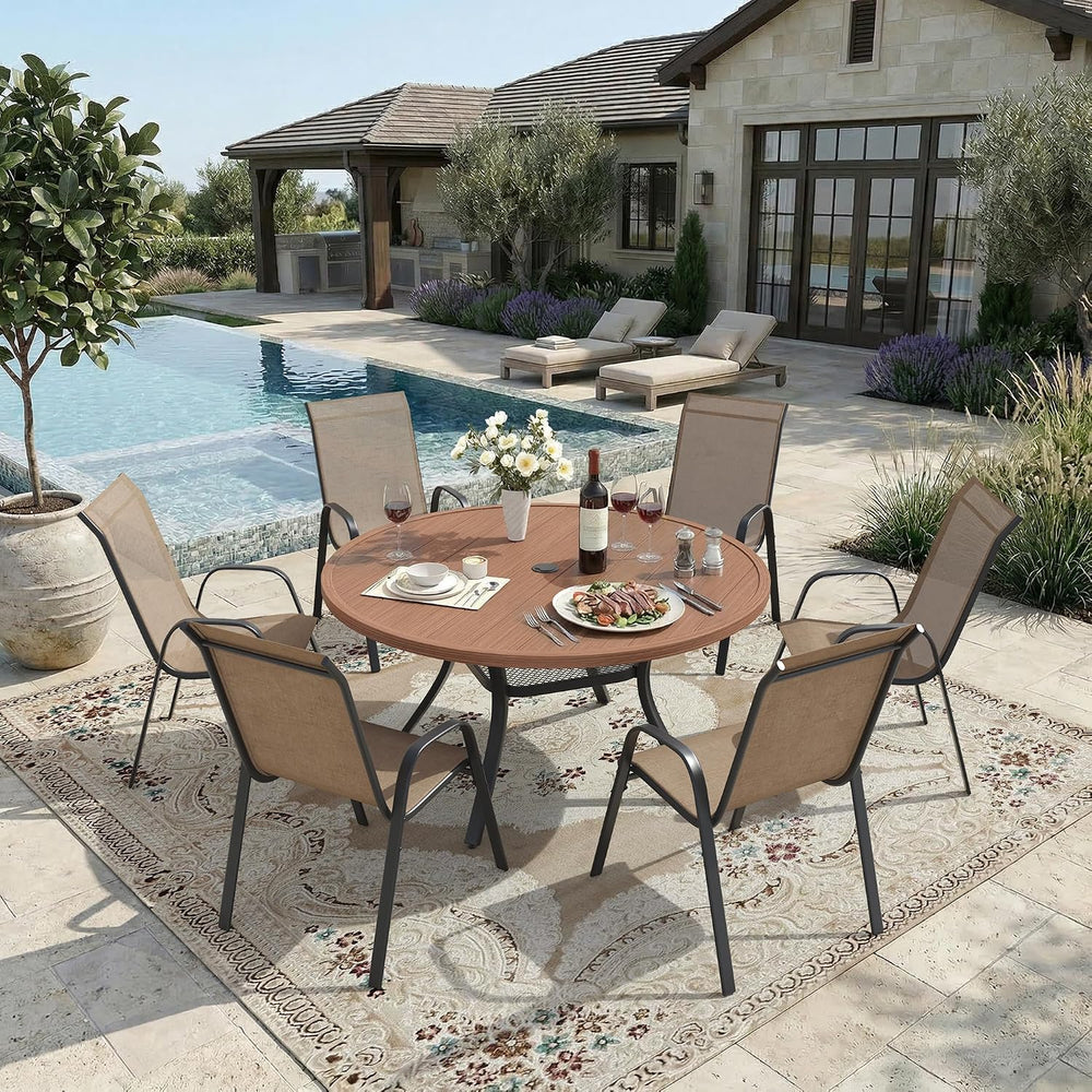 DIFY Patio Chairs Set of 6, Stackable Outdoor Dining Chairs Set with Breathab...