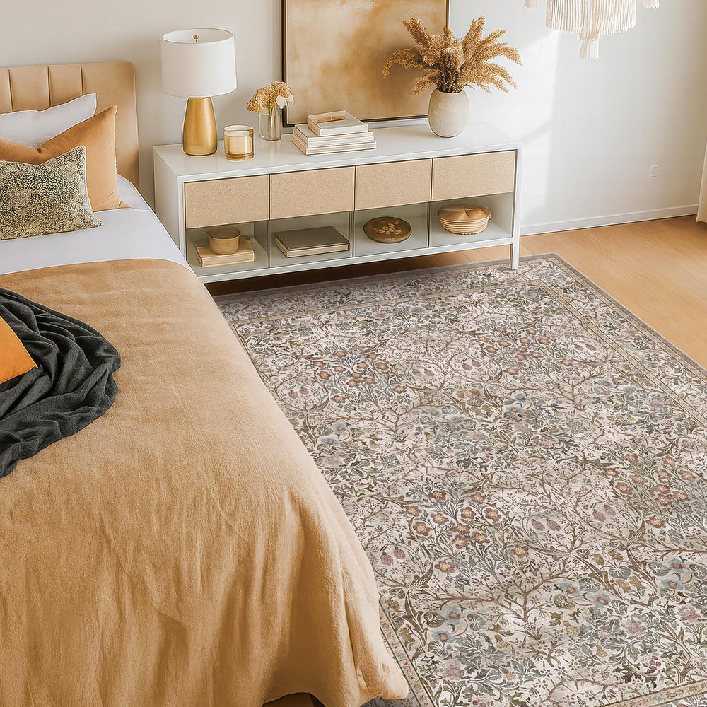 Vintage 4x6 Entryway Rug, Washable Area Rugs for Mudroom, Bedside Rugs Bedroo...