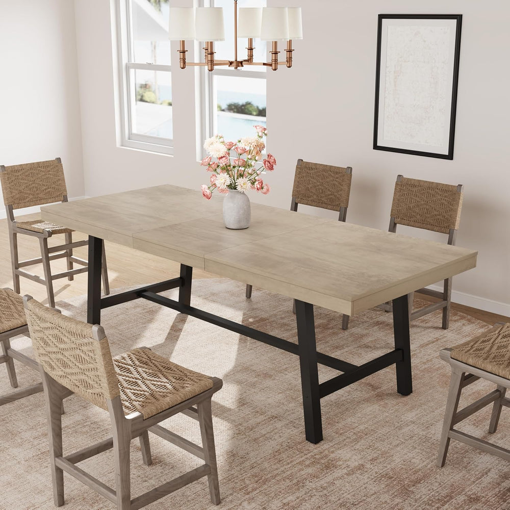 GarveeHome 63-83" Extendable Dining Table, Industrial Rectangular Dining...