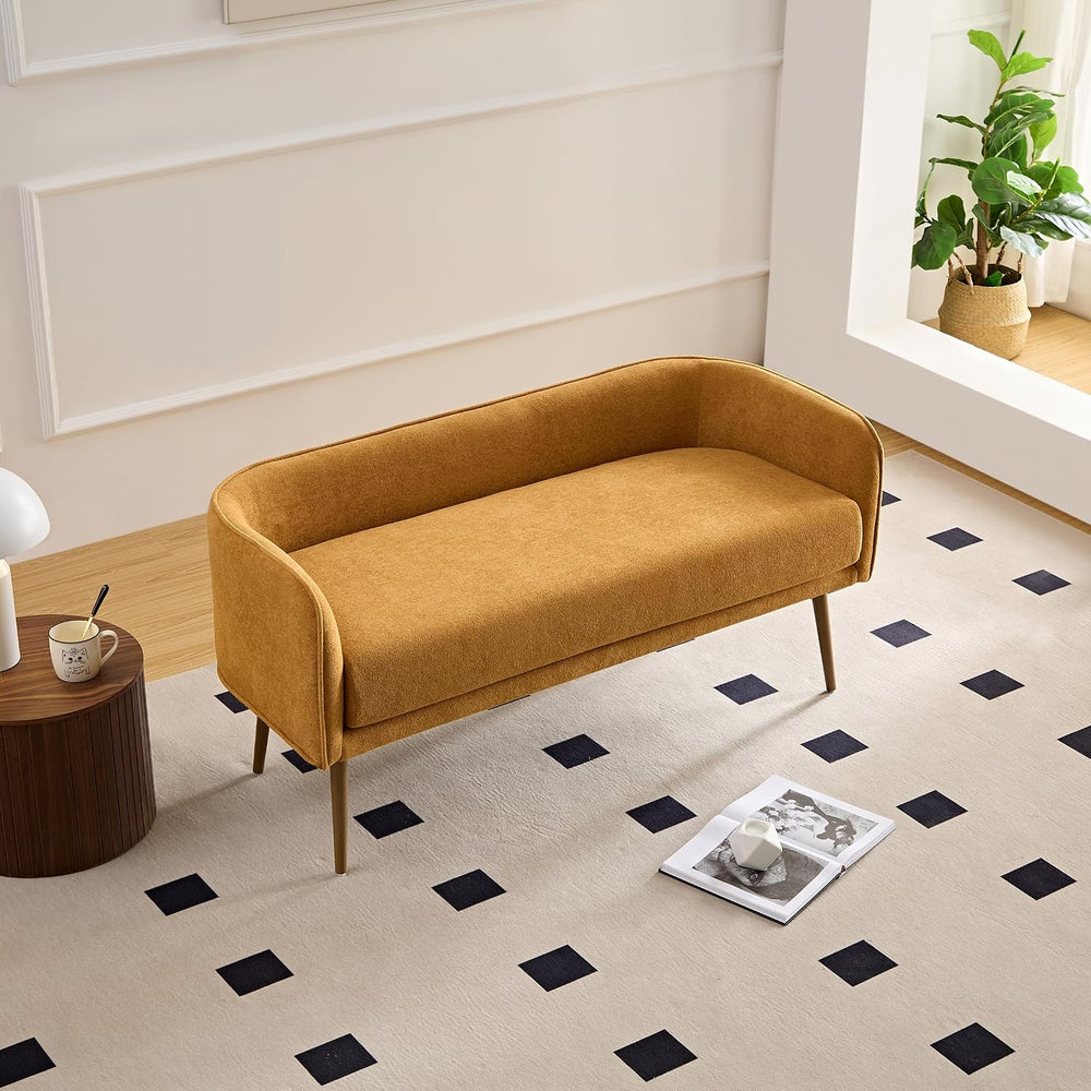 Bedroom Bench with Low Back,Inside Metal Frame, Extra Seat for Living Room,En...