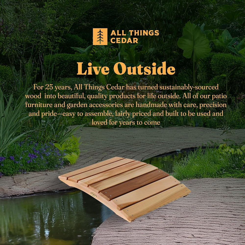All Things Cedar Outdoor Wooden Garden Bridge for Walkway, Backyard Pond, 2’,...