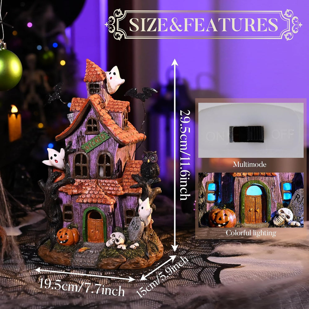 Valery Madelyn Halloween Decorations, Lighted Halloween Village Houses with L...