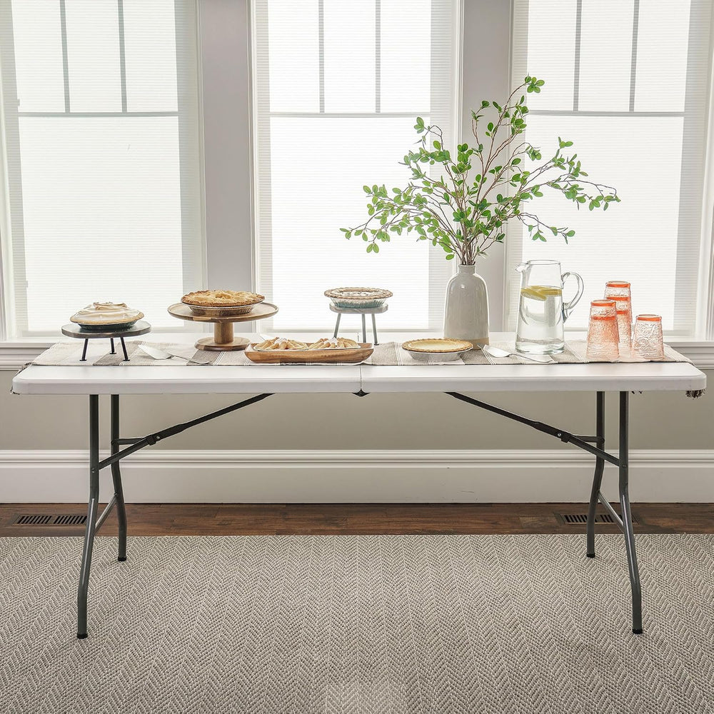 Peakform Multipurpose Banquet Fold-in-Half Table Lightweight Durable Desk wit...