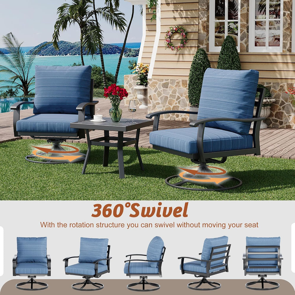 HOMREST Patio Furniture Sets 7 PCS Outdoor Metal Conversation Sets, 360 Degre...