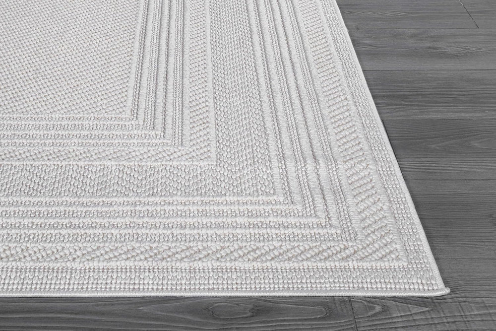 Luul Home Micro Loop Indoor Rug White 5x7 Boho Geometric Neutral Area Rugs fo...