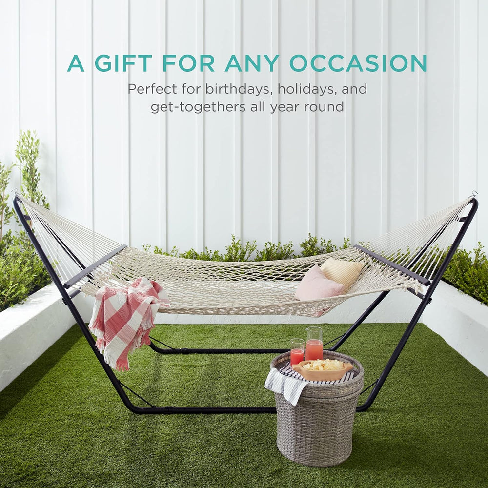 Best Choice Products 2-Person Double Hammock, Outdoor Woven Cotton Rope Hammo...
