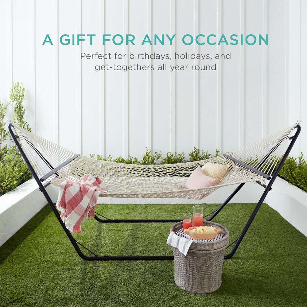 Best Choice Products 2-Person Double Hammock, Outdoor Woven Cotton Rope Hammo...