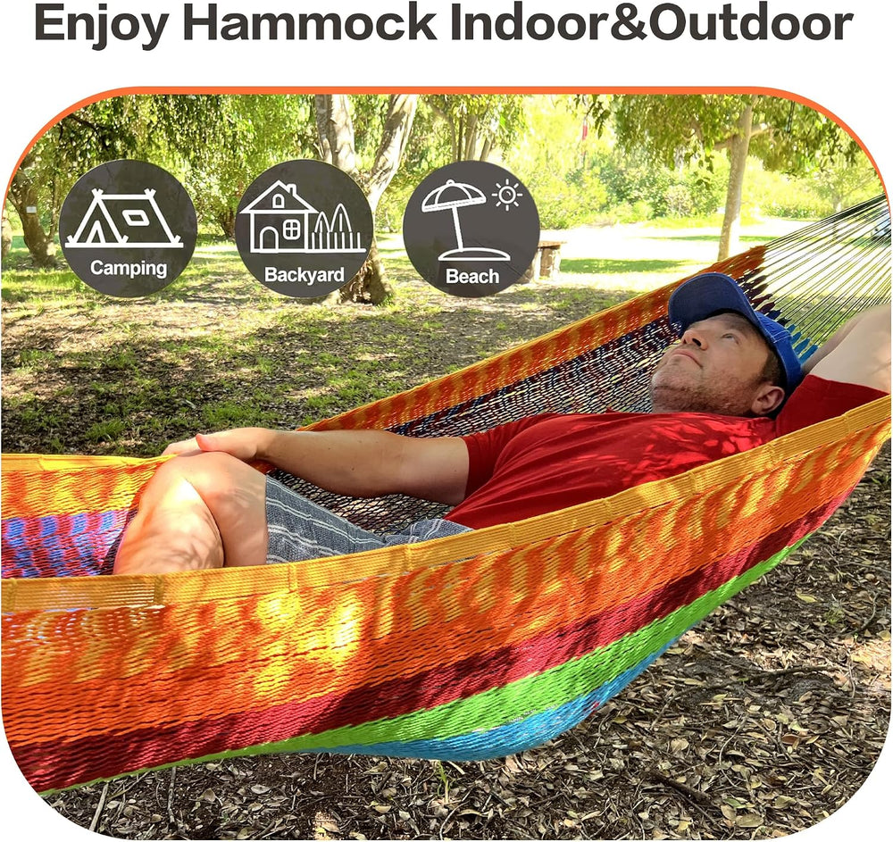 CHULIM Handwoven Mayan Hammock with 10ft Tree Straps, 550lbs Capacity Soft Ro...