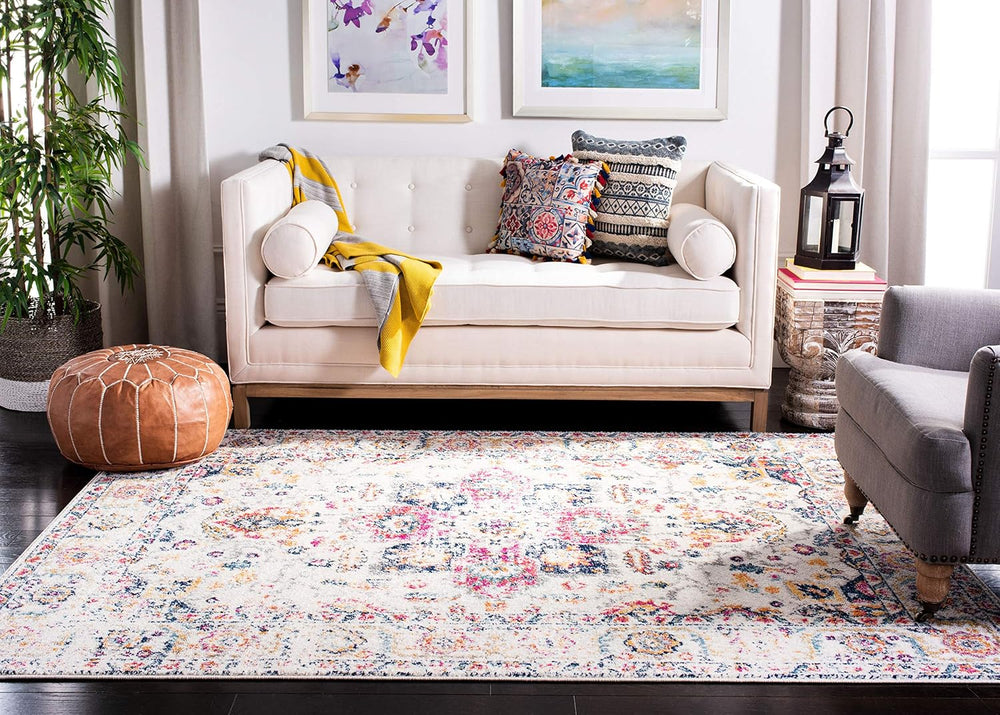 SAFAVIEH Madison Area Rug 8x10, Large Fuchsia & Ivory MAD603R