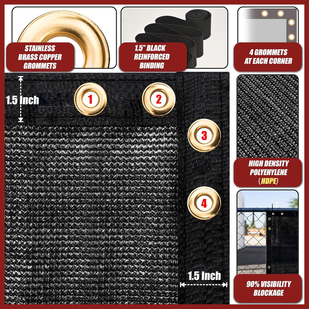 Amgo 5' x 25' Black Fence Privacy Screen, Commercial Standard Heavy D...