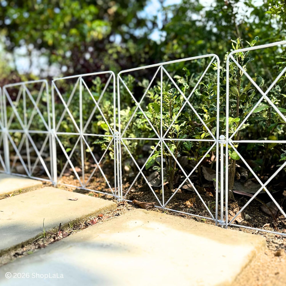 ShopLaLa Garden Fence (10 Panels) 12.5in(L) x 16.5in(H) Decorative White Meta...