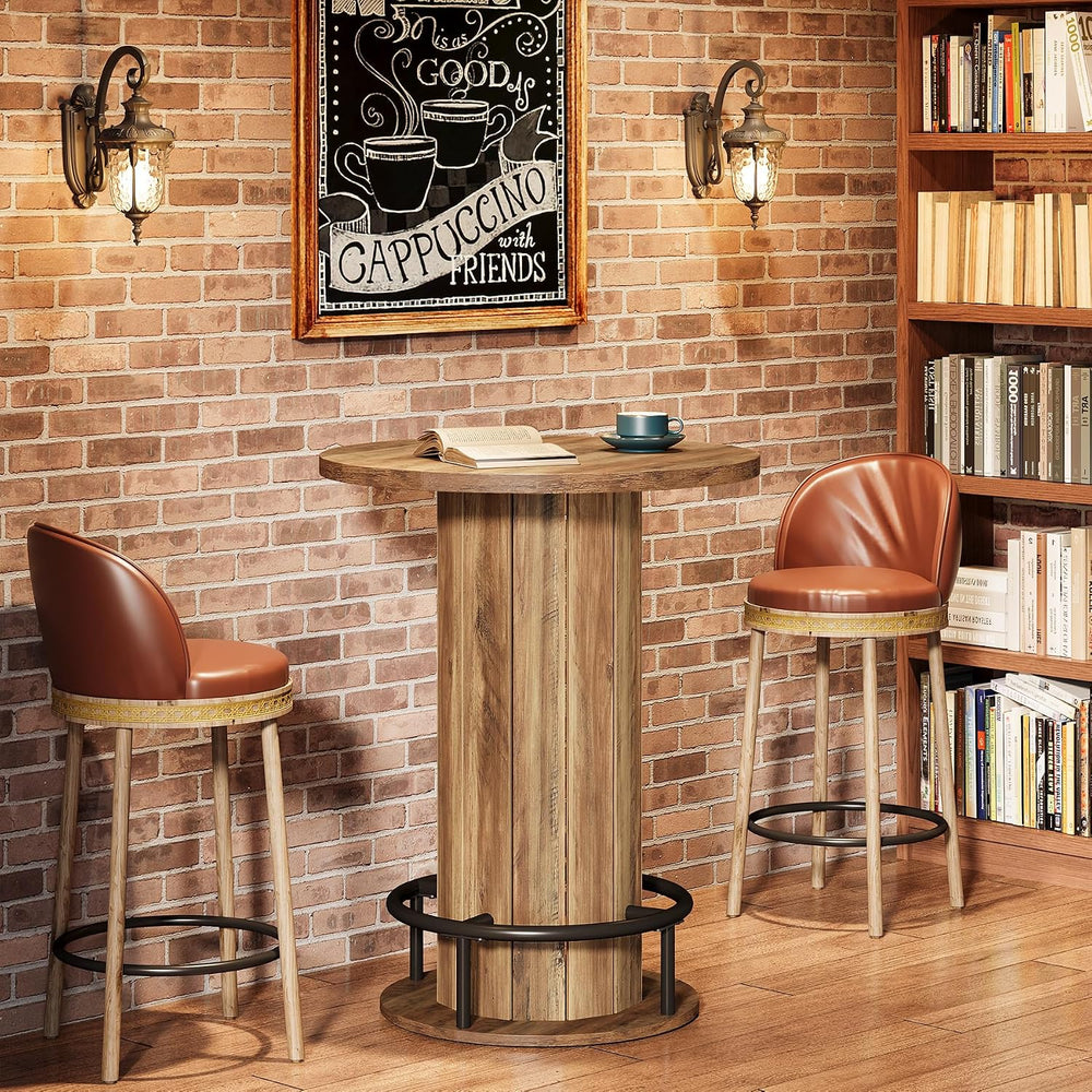 Tribesigns Round Dining Table Set of 2, Bar Height Commercial Kitchen Table w...
