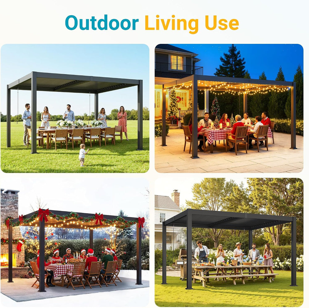 Pergola 10'x12' with Adjustable Roof & Thick Aluminum Frame for A...