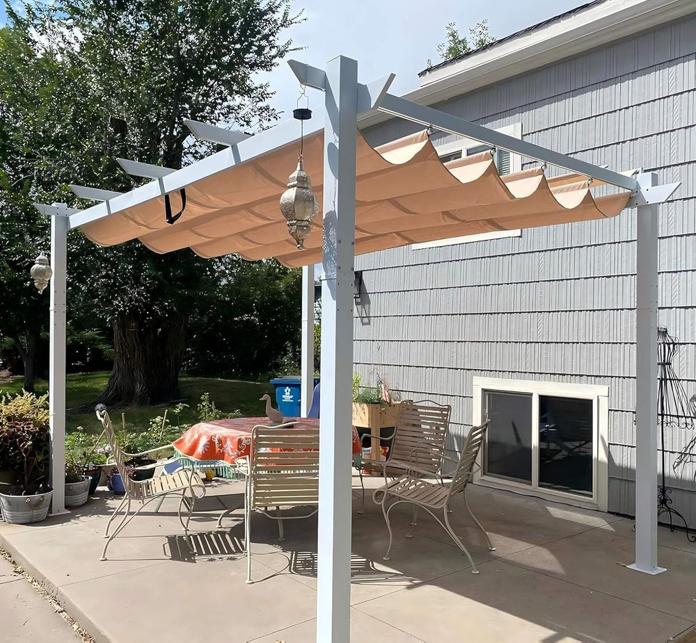 PURPLE LEAF Outdoor Pergola 10' x 13' White Pergola, Double Canopy, K...