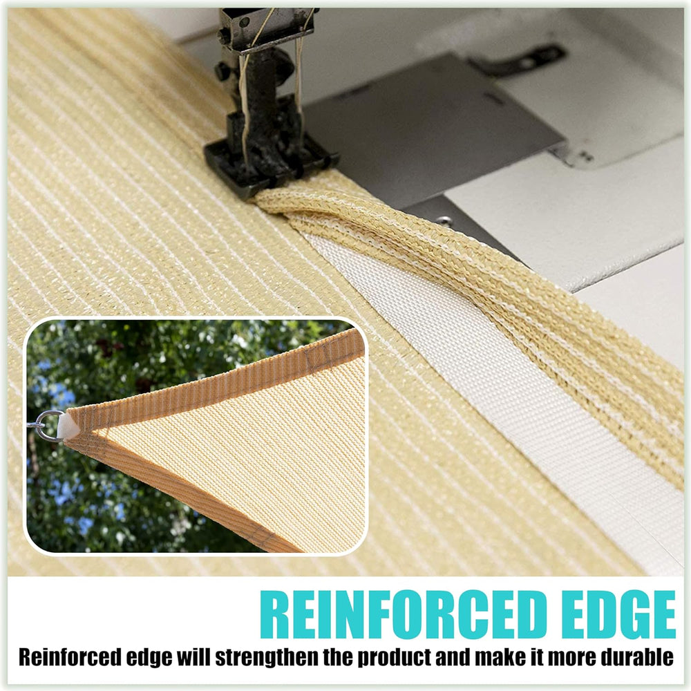 Amgo 12' x 16' Beige Rectangle Shade Sail, UPF50+ Heavy Duty Sun Shad...