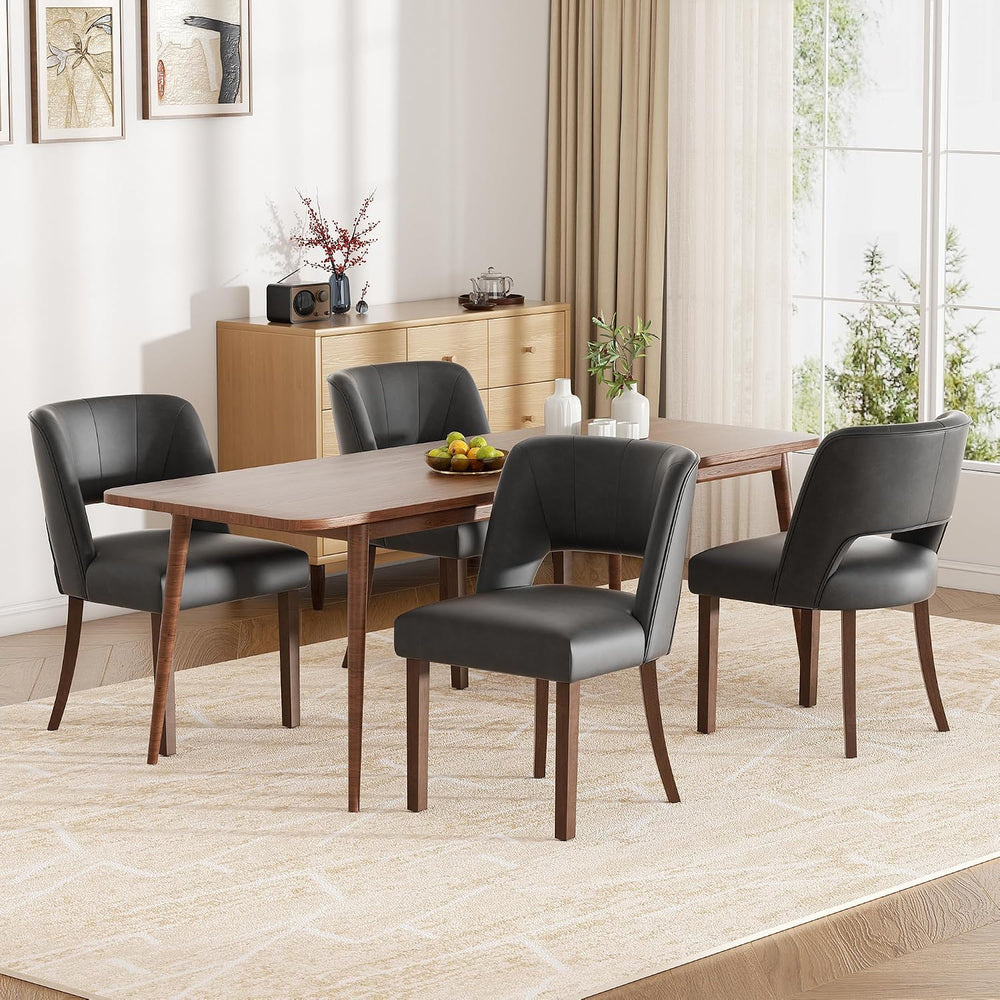 Dining Chairs Set of 6,Modern Dining Room Chairs with Thick Cushions,Faux Lea...