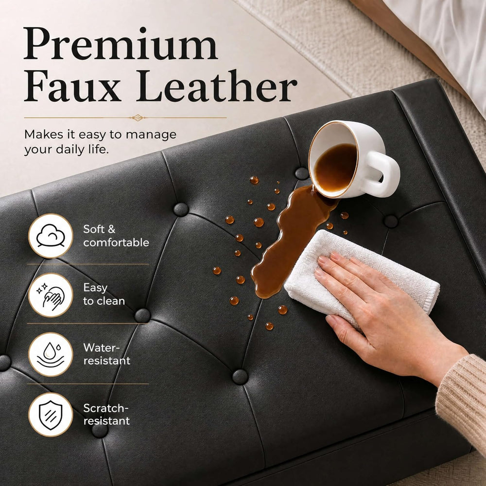 50 Inch Faux Leather Storage Ottoman Bench for Bedroom End of Bed