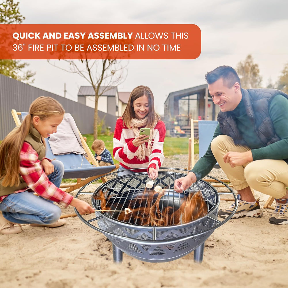 AK TRADING CO. Crossweave 30" Wood Burning Fire Pit with Spark Screen, P...