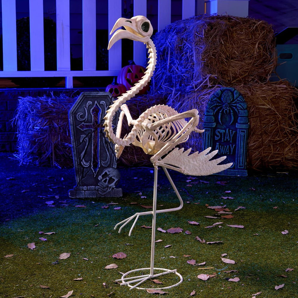 JOYIN Flamingo Skeleton Halloween Decorations 27.6 Inch Tall Spooky Flamingo ...