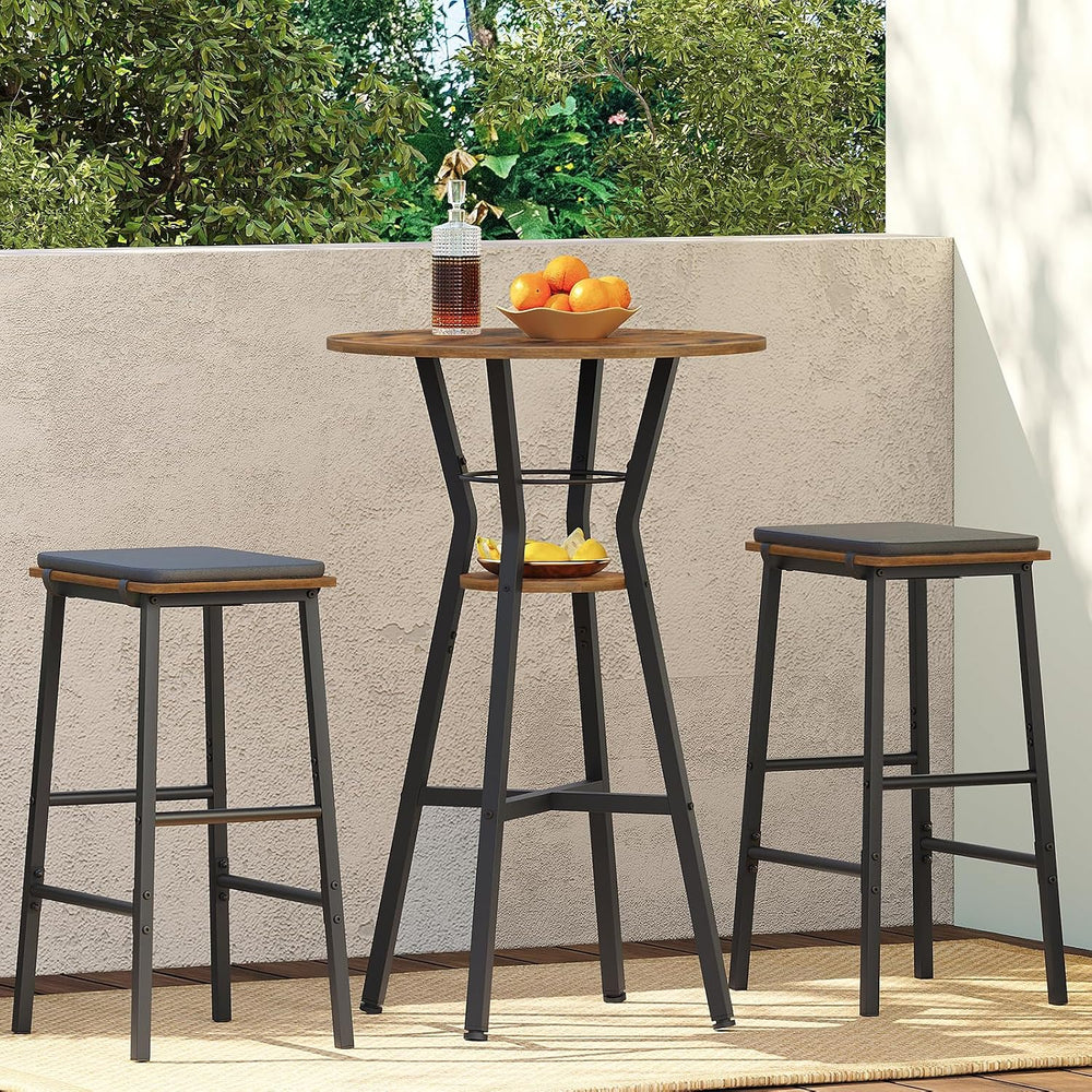 YATINEY Bar Table, 2-Tier Round High Top Table, Pub Table, Home Bar Counter H...